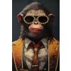 Mauro Ferretti nástěnná malba Monky 52,5x2,8x72,5 cm oranžová černá