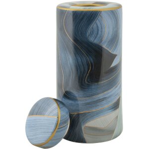 Mauro Ferretti Váza Elegant Ø 15x34 cm modrozlatá s víkem