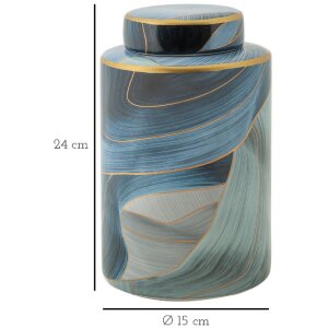 Mauro Ferretti Váza Elegant Ø 15x24 cm modrozlatá s víkem