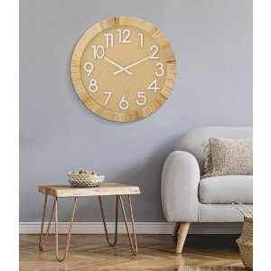 Mauro Ferretti nástěnné hodiny Boho Plus Ø 60x4,5 cm přírodní barva bílá