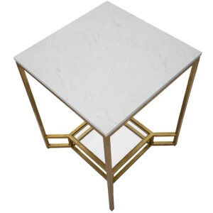 Příruční stolek Mauro Ferretti Double Marble 47x47x60 cm zlatý bílý
