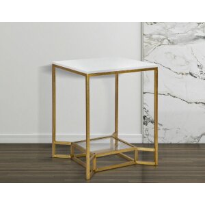 Příruční stolek Mauro Ferretti Double Marble 47x47x60 cm zlatý bílý