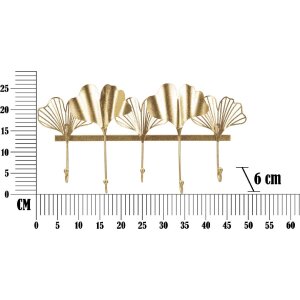 Mauro Ferretti nástěnný věšák 5 listů 49,5x6x26,3 cm zlatý