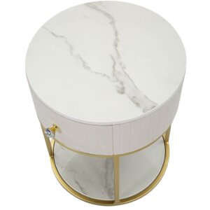 Mauro Ferretti noční stolek Montpellier Ø 42x48 cm zlatý krémový bílý