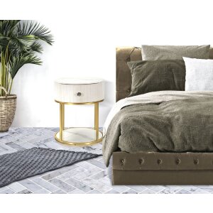 Mauro Ferretti noční stolek Montpellier Ø 42x48 cm zlatý krémový bílý