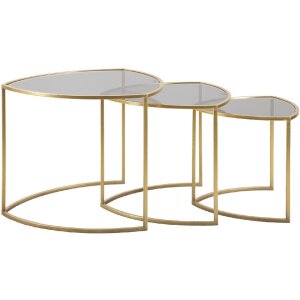 Mauro Ferretti boční stolek Triangle set 3 Ø 60x50-50x45-40x40 cm zlatý
