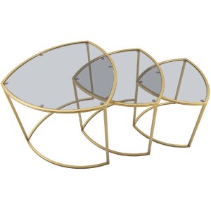 Mauro Ferretti boční stolek Triangle set 3 Ø 60x50-50x45-40x40 cm zlatý