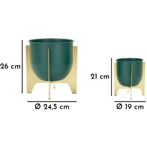 Mauro Ferretti stojan na květiny Grent Shet Set 2-dílný Ø 24,5x26-19x21 cm zeleno-zlatý