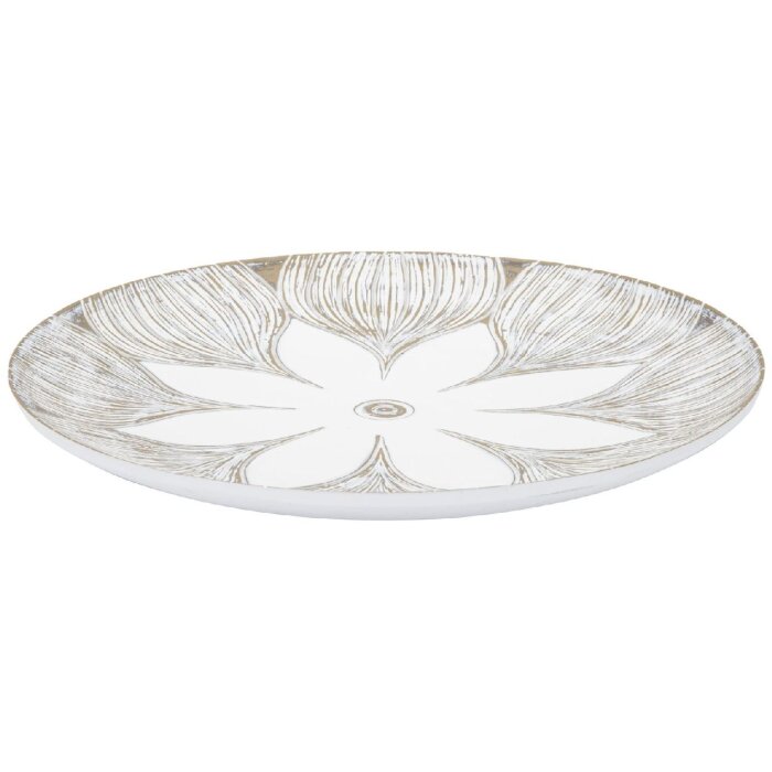 Mauro Ferretti dekorativní podnos Atene Polyresin White Wash Ø 35,5x4,4 cm Boho Chic