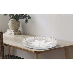 Mauro Ferretti dekorativní podnos Atene Polyresin White Wash Ø 35,5x4,4 cm Boho Chic