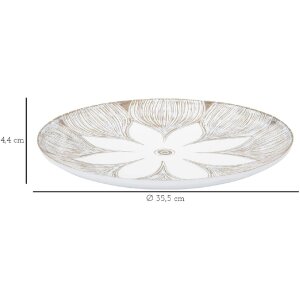Mauro Ferretti dekorativní podnos Atene Polyresin White Wash Ø 35,5x4,4 cm Boho Chic