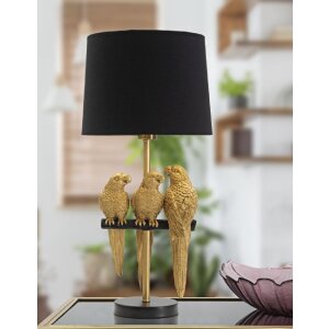 Mauro Ferretti stolní lampa papoušci E27 Ø 30x62,5 cm černá zlatá