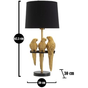 Mauro Ferretti stolní lampa papoušci E27 Ø 30x62,5 cm černá zlatá