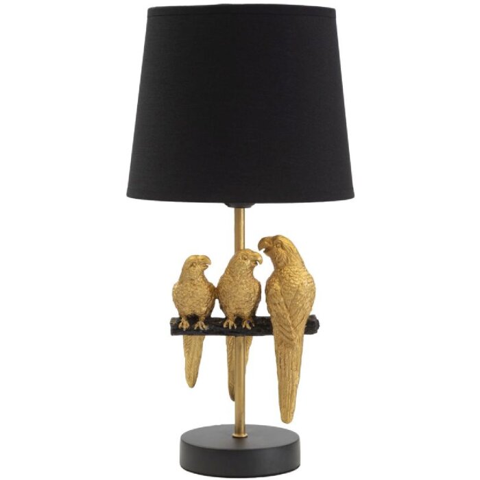 Mauro Ferretti Nachttischlampe Papageien E27 Ø 20x39 cm schwarz gold