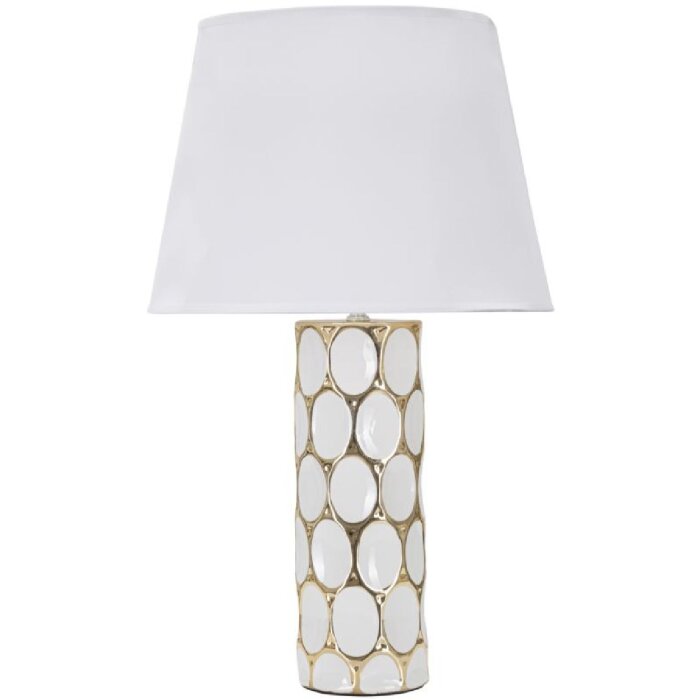 Stolní lampa Mauro Ferretti Glam Carv E27 Ø 34,5x56 cm bílé zlato