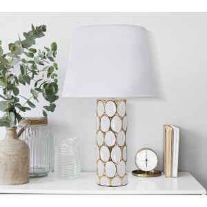 Stolní lampa Mauro Ferretti Glam Carv E27 Ø 34,5x56 cm bílé zlato