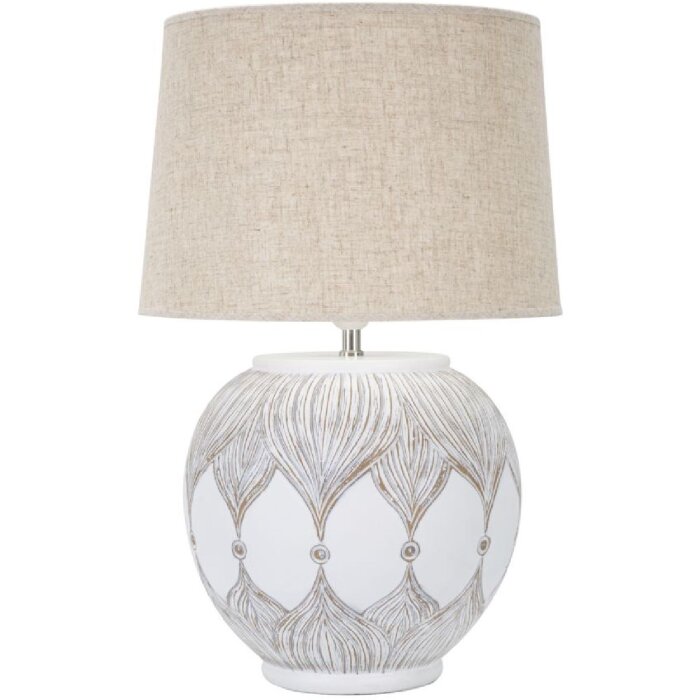 Stolní lampa Mauro Ferretti Atene E27 Ø 38x59 cm bílá smytá hnědá