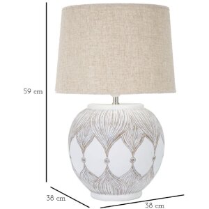 Stolní lampa Mauro Ferretti Atene E27 Ø 38x59 cm bílá smytá hnědá