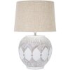 Stolní lampa Mauro Ferretti Atene E27 Ø 38x59 cm bílá smytá hnědá