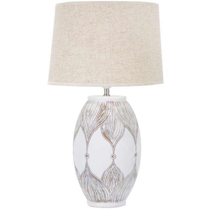 Stolní lampa Mauro Ferretti Atene oválná E27 Ø 38x67 cm bíle omytá hnědá