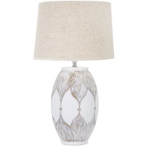 Stolní lampa Mauro Ferretti Atene oválná E27 Ø 38x67 cm bíle omytá hnědá