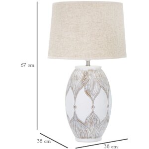 Stolní lampa Mauro Ferretti Atene oválná E27 Ø 38x67 cm bíle omytá hnědá