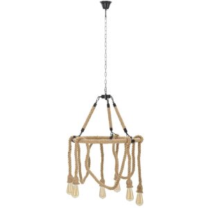 Mauro Ferretti stropní svítidlo lano kruh 6 světel E27 Ø 64x90 cm hnědá černá
