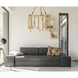 Mauro Ferretti stropní svítidlo lano kruh 6 světel E27 Ø 64x90 cm hnědá černá