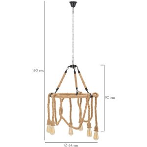 Mauro Ferretti stropní svítidlo lano kruh 6 světel E27 Ø 64x90 cm hnědá černá