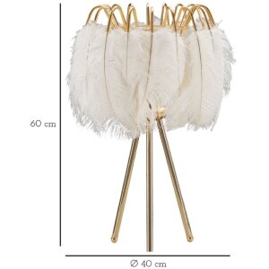Mauro Ferretti stolní lampa s pérovým stojanem E27 Ø 40x60 cm zlatá bílá