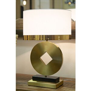 Stolní lampa Mauro Ferretti Coin E270 Ø 30x53 cm zlatá bílá