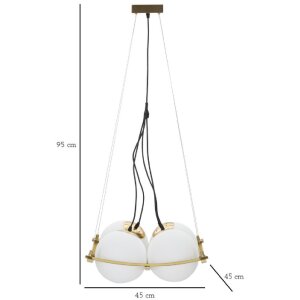 Stropní svítidlo Mauro Ferretti Japan square 4-light E27 45x45x20 cm zlatá bílá