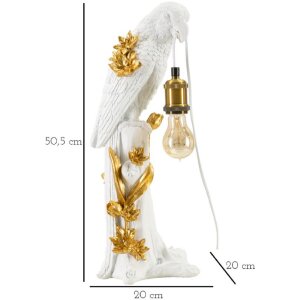 Mauro Ferretti stolní lampa papoušek E27 20x20x50,5 cm bílé zlato
