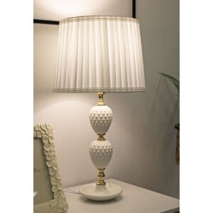 Mauro Ferretti stolní lampa Torre Annunziata E27 30x57 cm bílá zlatá