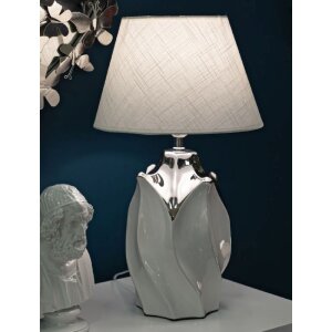 Mauro Ferretti stolní lampa Shiney E27 Ø 30x51 cm bílá stříbrná