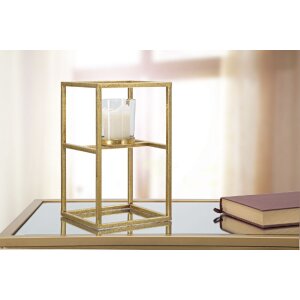 Mauro Ferretti Svícen Elegant zlatý 15x15x25 cm železo sklo