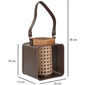 Mauro Ferretti Lucerna 16x13x20 cm hnědá retro jedle železo umělá kůže