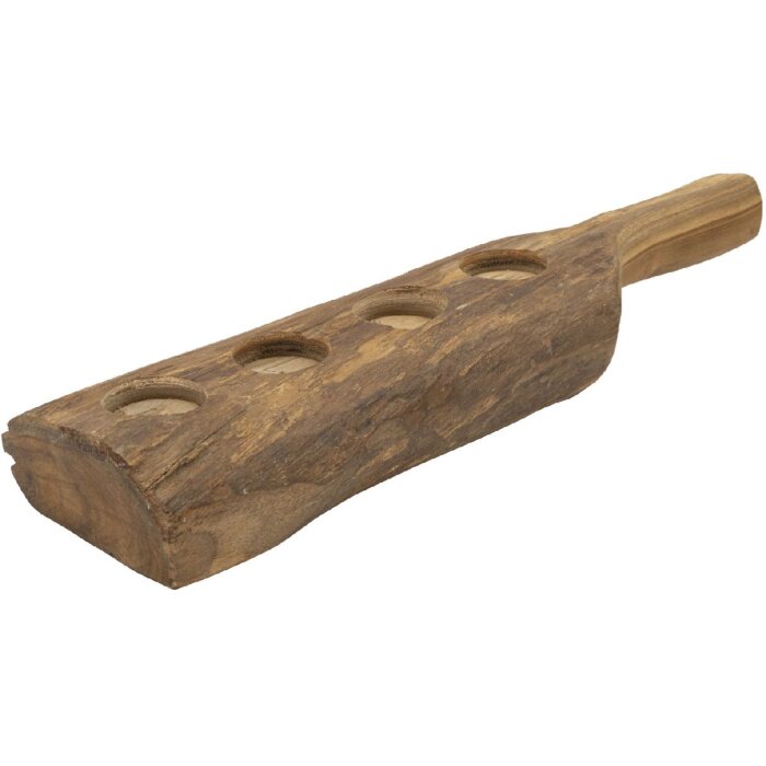 Mauro Ferretti Svícen Teak pro 4 svíčky 51x14x6 cm hnědý