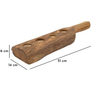 Mauro Ferretti Svícen Teak pro 4 svíčky 51x14x6 cm hnědý