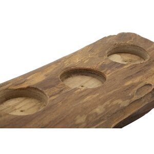 Mauro Ferretti Svícen Teak pro 4 svíčky 51x14x6 cm hnědý