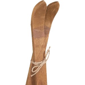 Clayre & Eef dekorace Lyžařská sada 2 Hnědé dřevo Železo 60 cm Vintage Retro styl