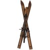 Clayre & Eef Dekorativní lyže s lyžařskými hůlkami hnědé Vintage Wood Iron 24x10x90 cm