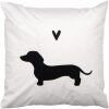 Clayre & Eef povlak na polštář 45x45 cm bílý motiv jezevčíka venkovský styl polyester