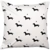 Clayre & Eef povlak na polštář 45x45 cm bílý motiv jezevčíka venkovský styl polyester