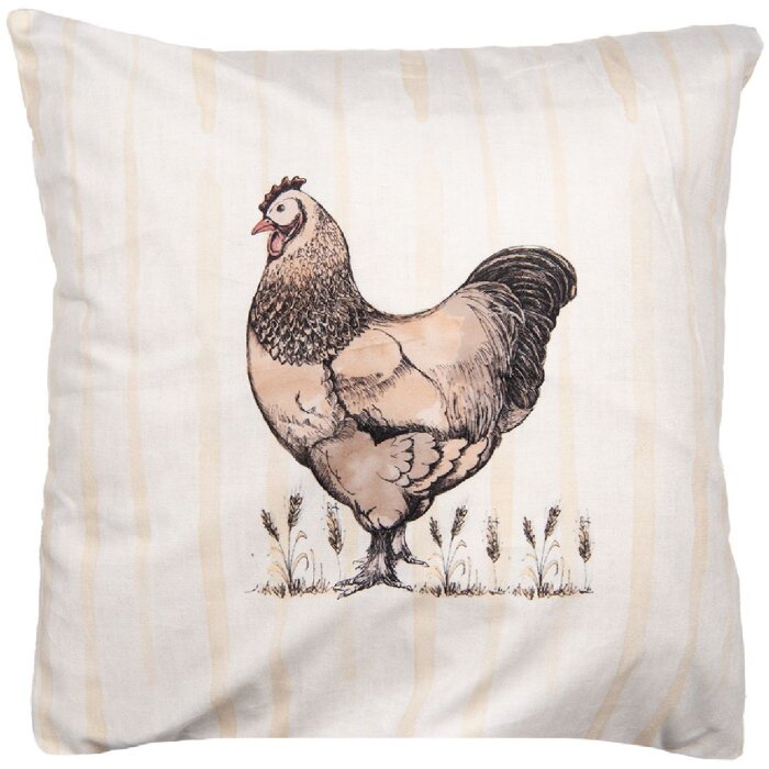 Clayre & Eef povlak na polštář RFL24 45x45 cm béžový hnědý kuře