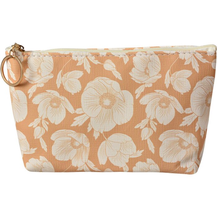Juleeze JZTB0085 Toaletní taška béžová 21x5x13 cm PU s květinovým vzorem