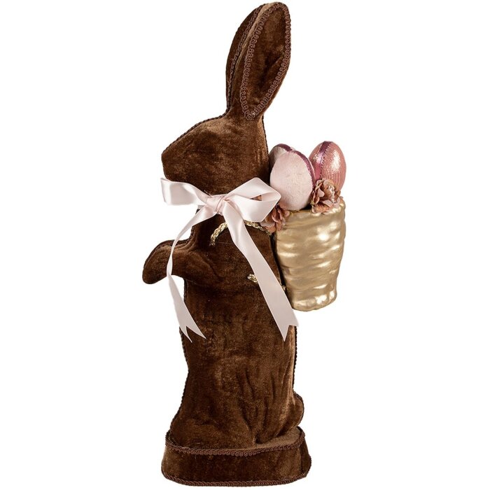Clayre & Eef Dekorativní králík hnědý 22x9x52 cm Velikonoční figurka ve venkovském stylu