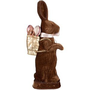 Clayre & Eef Dekorativní králík hnědý 22x9x52 cm Velikonoční figurka ve venkovském stylu