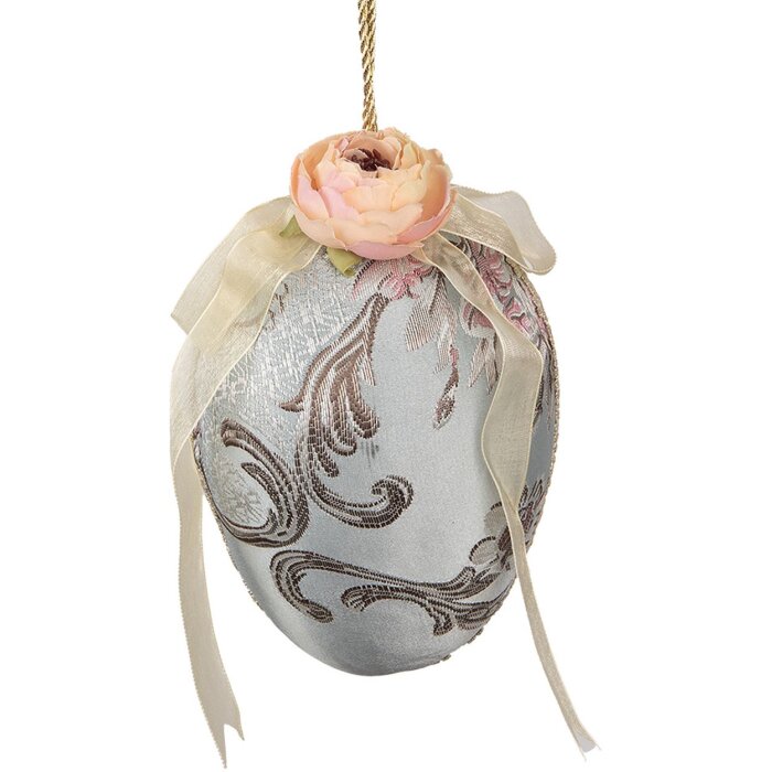 Clayre & Eef Závěsná dekorace vajíčka Modrá Ø11x16cm Textilní plast Romantika