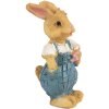 Clayre & Eef 6PR5719 Dekorativní králík hnědý modrý 5cm Polyresin ve venkovském stylu